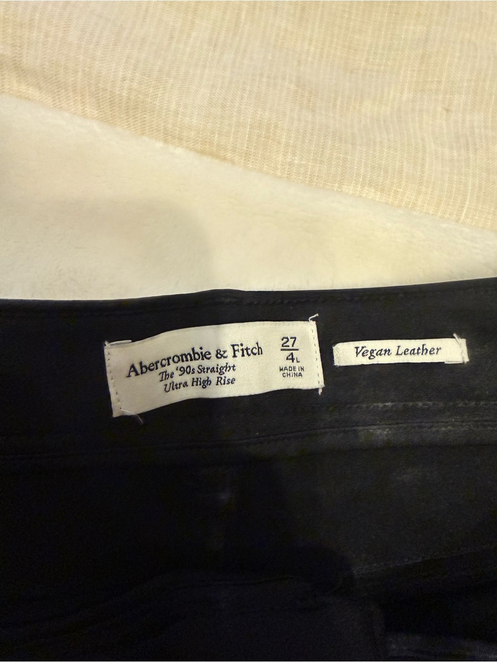 Abercrombie & Fitch Vegan Leather Jeans The 90's Straight Ultra High Rise